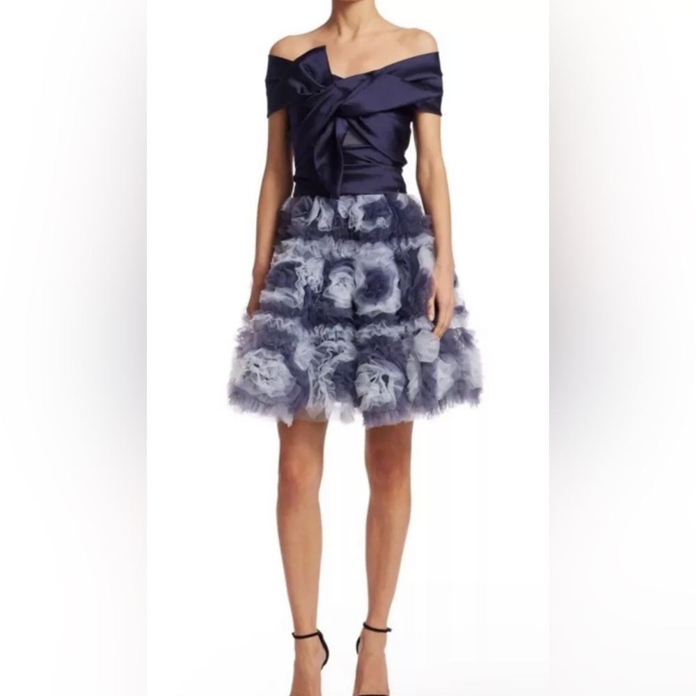 Marchesa Notte Mikado Bodice Cocktail Dress